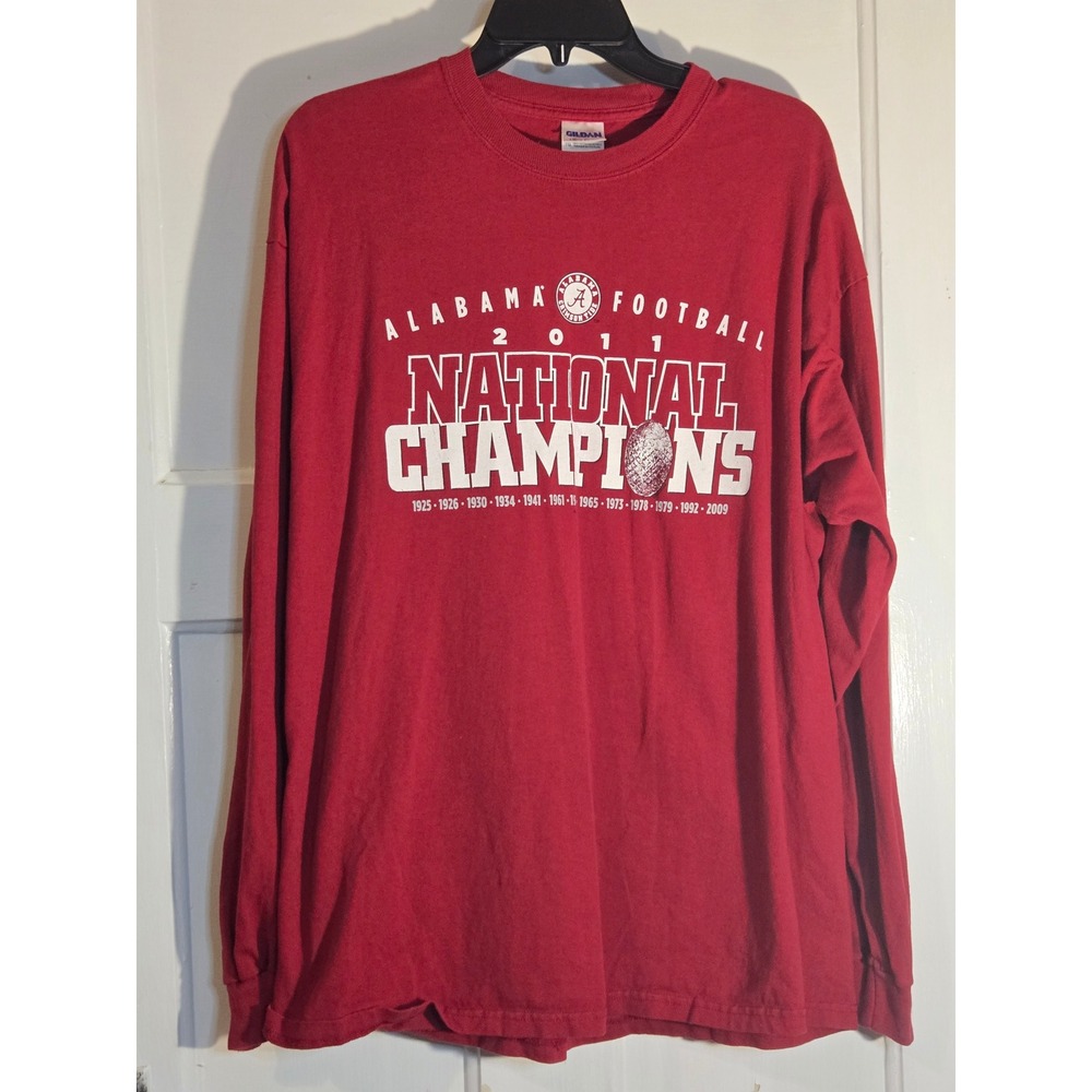 Gildan Alabama Crimson Tide 2011 National Champions Long Sleeve Shirt Men XL Red